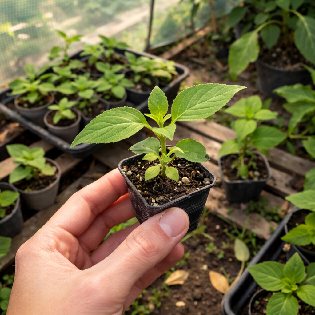Salvia divinorum cuttings displayed in close-up, showing fresh stems and leaf nodes